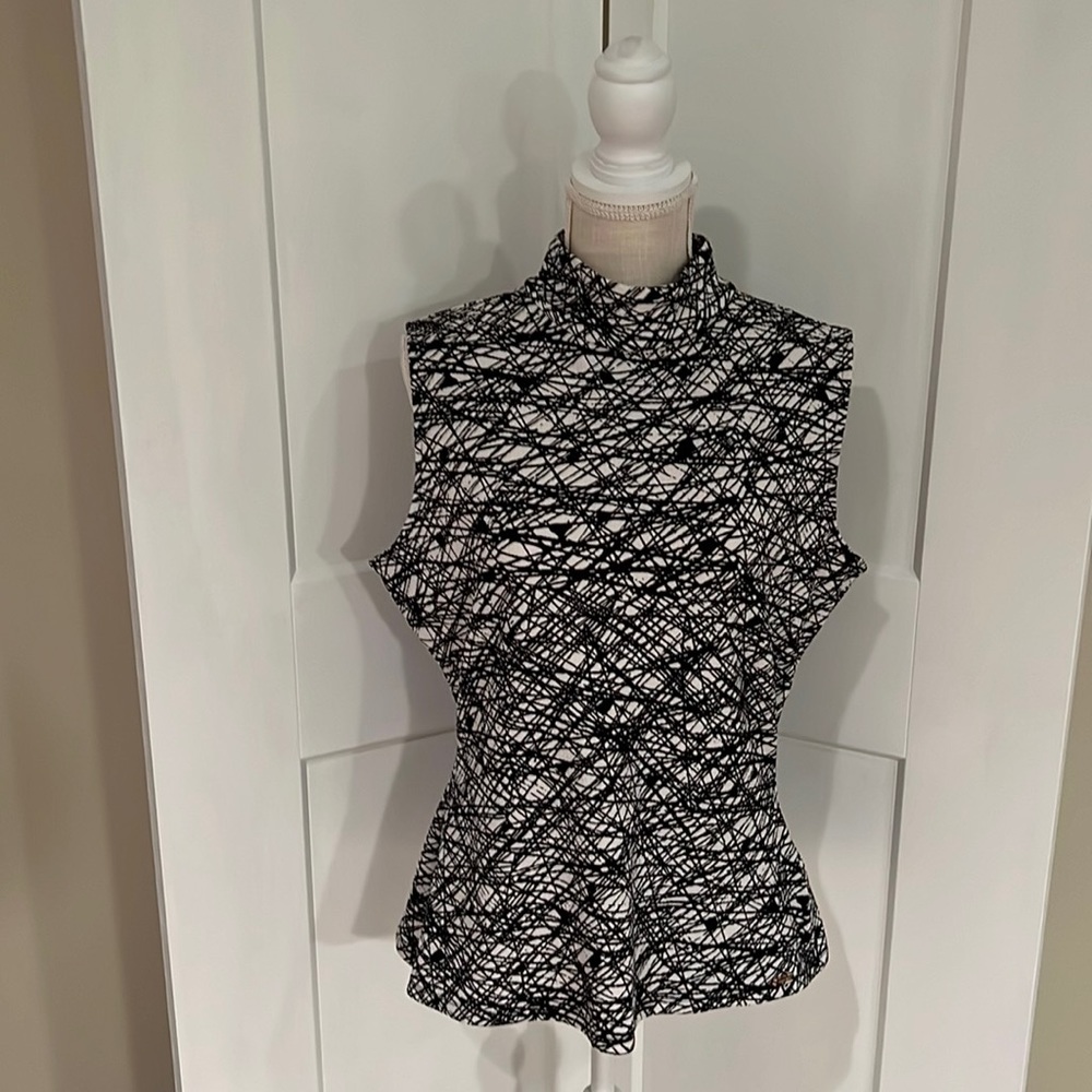 Calvin Klein Suit Top with high collar and zipper closure.